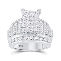 14kt White Gold Princess Diamond Cluster Bridal Wedding Engagement Ring 3 Ctw - £4,234.11 GBP