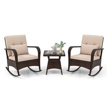 3 Piece Outdoor Rocking Set with Tempered Glass Coffee Table - $234.95