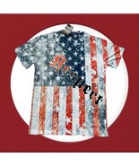Mens T Shirt Sz L 4th Of July American Flag Spellout RESPECT All Over Pr... - £18.10 GBP