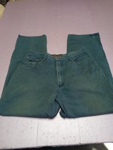 VINTAGE Maneuvers Jeans Men 34x32 Green Denim Relaxed Fit High Rise Pants - $37.02
