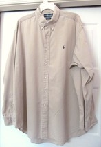 Ralph Lauren Blake Shirt Polo Player Logo 100% Cotton L/S Tan Men&#39;s Xl - £21.54 GBP