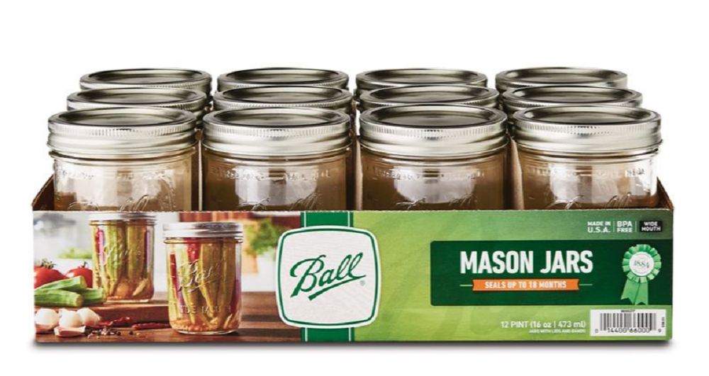 Ball 66000ZFP 1 pt. Wide Mouth (16 oz.) Glass Preserving Jars, 12 ct. - $34.24