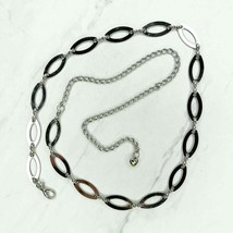 Silver Tone Open Oval Concho Heart Charm Chain Link Belt One Size OS - £15.81 GBP