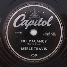 Merle Travis – No Vacancy / Cincinnati Lou - 1946 10&quot; 78 rpm Shellac Record 258 - £5.86 GBP