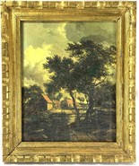 Vintage Oil Painting After Hobbema - Moulin à Eau - Framed Dutch Landscape - $266.70 CAD