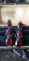 Antique Vintage Early Victorian 1830-s Silver Garnet Earrings - Nice and... - £108.73 GBP