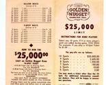 1962 Golden Nugget Gambling Hall Keno Instructions Book Las Vegas Nevada - £16.75 GBP