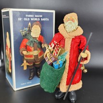 Santa with Bag of Toys Figurine by Santa’s World 10&quot; Fabric Mache Free Standing - $15.47