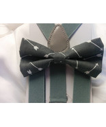ARROWS BOWTIE  and/or  Suspenders or Hanky, Boys,  Men, Big Tall, gREY, ... - €9,98 EUR