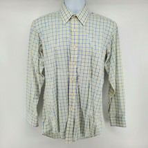 Saks Fifth Avenue Tattersall Plaid Shirt Long Sleeve Button Up Sz S Blue Yellow - £16.48 GBP