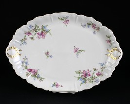 Haviland Limoges Schleiger 224B Pink Blue Floral Large Oval Platter, France 14&quot; - £86.67 GBP