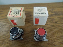 Cutler-Hammer 1-10250T102 &amp; 1-10250T101 Red &amp; Black Flush Pushbutton New... - $40.00