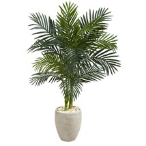 Nearly Natural 5789 4.5 ft. Golden Cane Palm Artificial Tree in Oval Pla... - £150.06 GBP