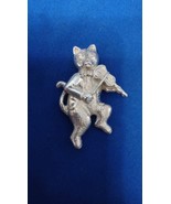 925 Sterling Silver Fiddle Playing Cat Brooch Pin Free Shipping - €42,81 EUR