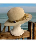 Vintage Kathy Jeanne White Straw Brimmed Straw Hat Nautical Starfish Detail - $1,130.65 MXN