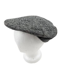 Harris Tweed Mens Hat Newsboy Herringbone Wool Gray Hand Woven Vintage F... - $34.65