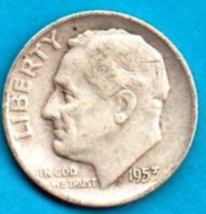 1953 D Roosevelt Dime (90% Silver) Very Light Wear - $6.00