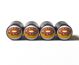Donut Emoji Tire Valve Stem Caps - Black Aluminum - Set of Four - £12.56 GBP