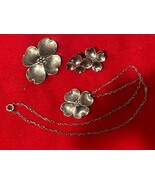 Stuart Nye Dogwood Earrings, Necklace Brooch 3 pc set Sterling Silver - £52.77 GBP