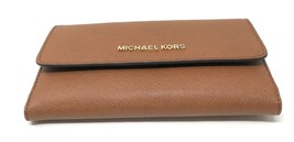 NWB Michael Kors Jet Set Large Trifold Brown Leather 35S8GTVF7L $298 Gift Bag FS - £66.00 GBP