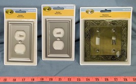 Lot of 3 Brass and Nickel Finish Decorative Metal Switchplate Cover dq - $19.79