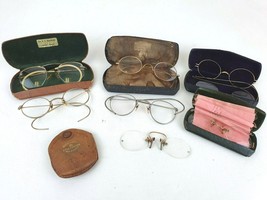 8 Antique Spectacles Eye Glasses Wire Rimmed 12K Gold Filled Marked Shuron Lot - £239.42 GBP