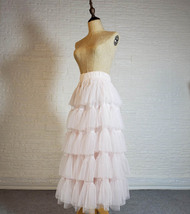 WHITE Layered Tulle Maxi Skirt Women Plus Size Tulle Skirt for Wedding image 3