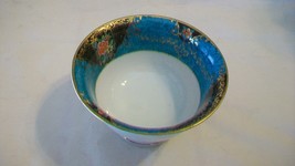 Noritake China Pedestal Sauce Rice Bowl Blue with Gold and Flowers - £27.40 GBP