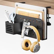 Desk Side Storage Organizer, No Drill Under Desk Laptop Holder, Clamp On... - £33.10 GBP