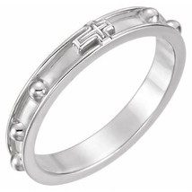 3.2 mm ROSARY RING WITH RAISED BORDERS REAL SOLID 925 STERLING SILVER SI... - $88.52 CAD
