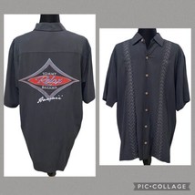 Tommy Bahama Black Silk Embroidered Relax Hawaii Camp Shirt Size Medium - $38.99