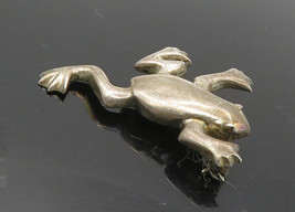ZINA 925 Sterling Silver - Vintage Dark Tone Frog Motif Brooch Pin - BP3627 - £51.80 GBP