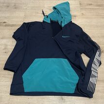Nike Training Hoodie Mens L Blue Colorblock Graphic Arm Logo 1/4 Zip Swe... - $17.51