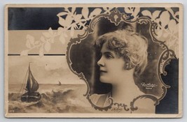 RPPC French Stage Actress Madeleine Dolley Glamorous Lady Nautical Postcard S21 - £15.94 GBP