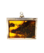 Russian Stamps .925 Sterling Silver Amber Modernist Pendant - £310.64 GBP