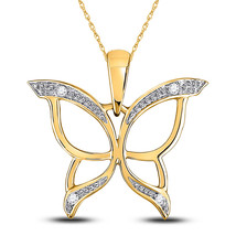 10kt Yellow Gold Womens Round Diamond Butterfly Bug Pendant .03 Cttw - £92.14 GBP