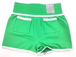 FOREVER 21 High-Rise Short Size Small Green White With Mini Pockets - Stretchy - £15.62 GBP