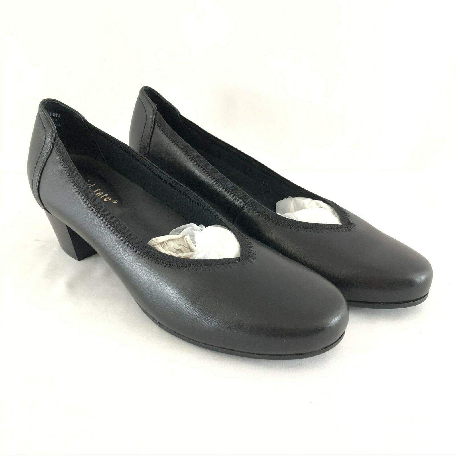 Primary image for David Tate Womens Pumps Block Heels Leather Black Slip On Size 10N Narrow