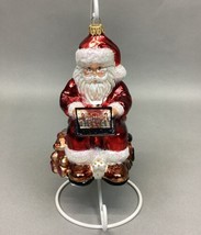 Christborn Santa Claus With Laptop Glass Ornament- 6.5” - $12.86