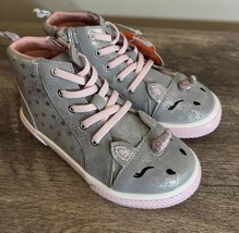 NEW Unicorn High Top Sneakers Shoes Toddler size 10 Silver pink Zipper Closure - $17.75