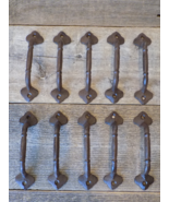 10 CAST IRON HANDLES RUSTIC DRAWER BIN PULLS 5 1/4&quot; LONG HOME DECOR KITC... - €23,45 EUR