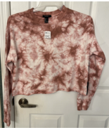 Forever 21  Sweatshirt Tie Dyed Cropped Long Sleeve Mauve Tan White Size... - $21.31