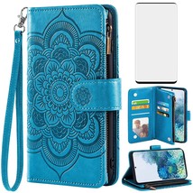 Compatible With Samsung Galaxy S20 Plus Glaxay S20+ 5G Wallet Case And Tempered  - £26.73 GBP
