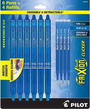 Pilot Frixion Erasable Pens - 6 Pack Of Blue Ink Pens With 4 Bonus Refil... - £31.45 GBP