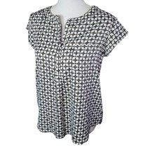 Liz Claiborne Petite Blouse Square Geometric Soft Womens PM Medium Short Sleeved - £14.06 GBP