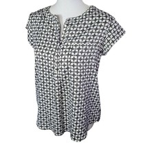 Liz Claiborne Petite Blouse Square Geometric Soft Womens PM Medium Short Sleeved - £13.80 GBP