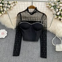 WAKUTA Ins 2022 Guaze Short Blouse with Chest Padding Slim Streetwear Hot Girls  - £61.82 GBP