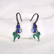 Sterling Silver Lapis Lazuli Tulip Leverback Earrings - $63.85