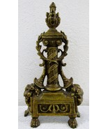 Small French Empire Louis XVI Style Brass Column &amp; Flame Finial Andiron ... - €145,38 EUR