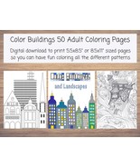 Instant printable coloring pages of buildings and landscapes. 50 differe... - $3.00